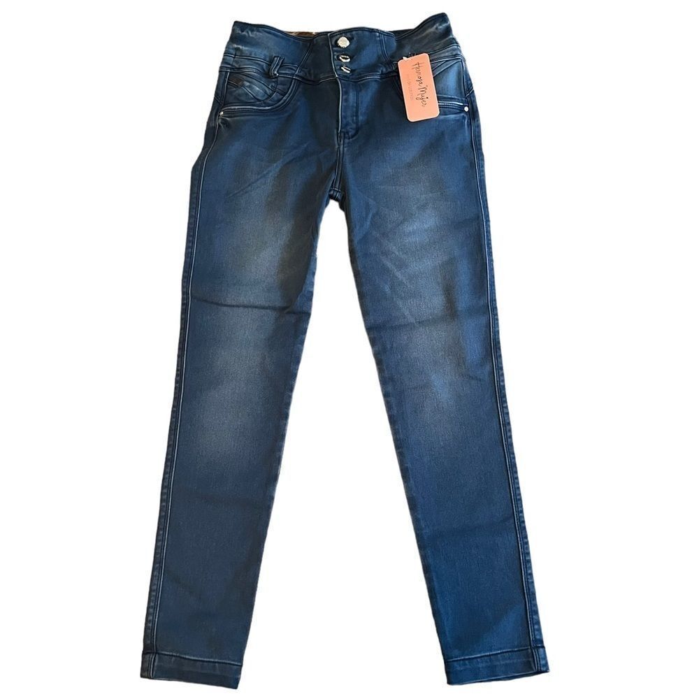 NWT Colombian Jeans with Girdle Size M Blue ​​​Stretch Denim High Quality.